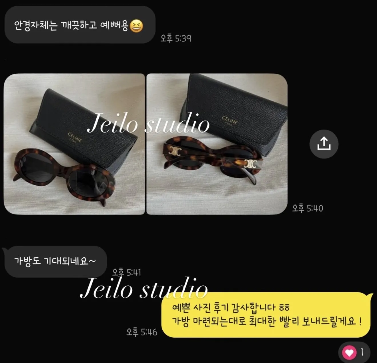 셀린느 트리옹프 오벌 선글라스 호피